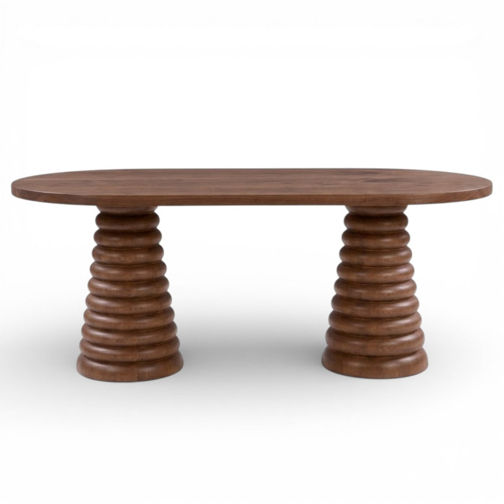 Atlas Solid Walnut Dining Table – Sculptural Base, 4–12 Seater