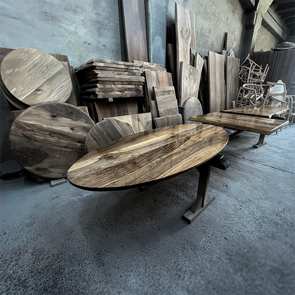 Orion Oval Walnut Dining Table with Tulip Base