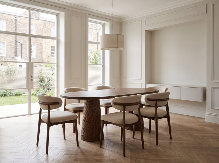 Ora Sculptural Oval Walnut Dining Table
