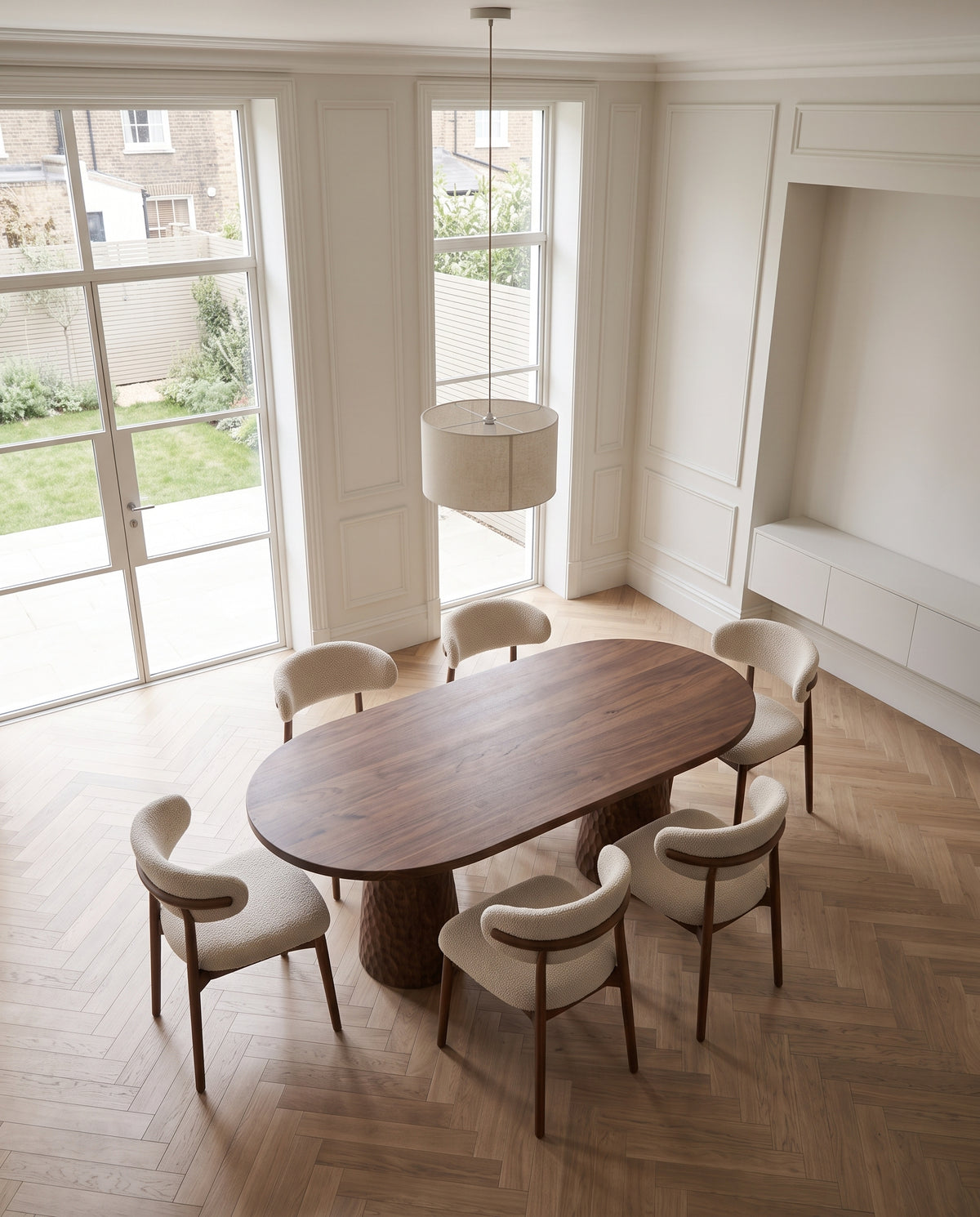 Ora Sculptural Oval Walnut Dining Table