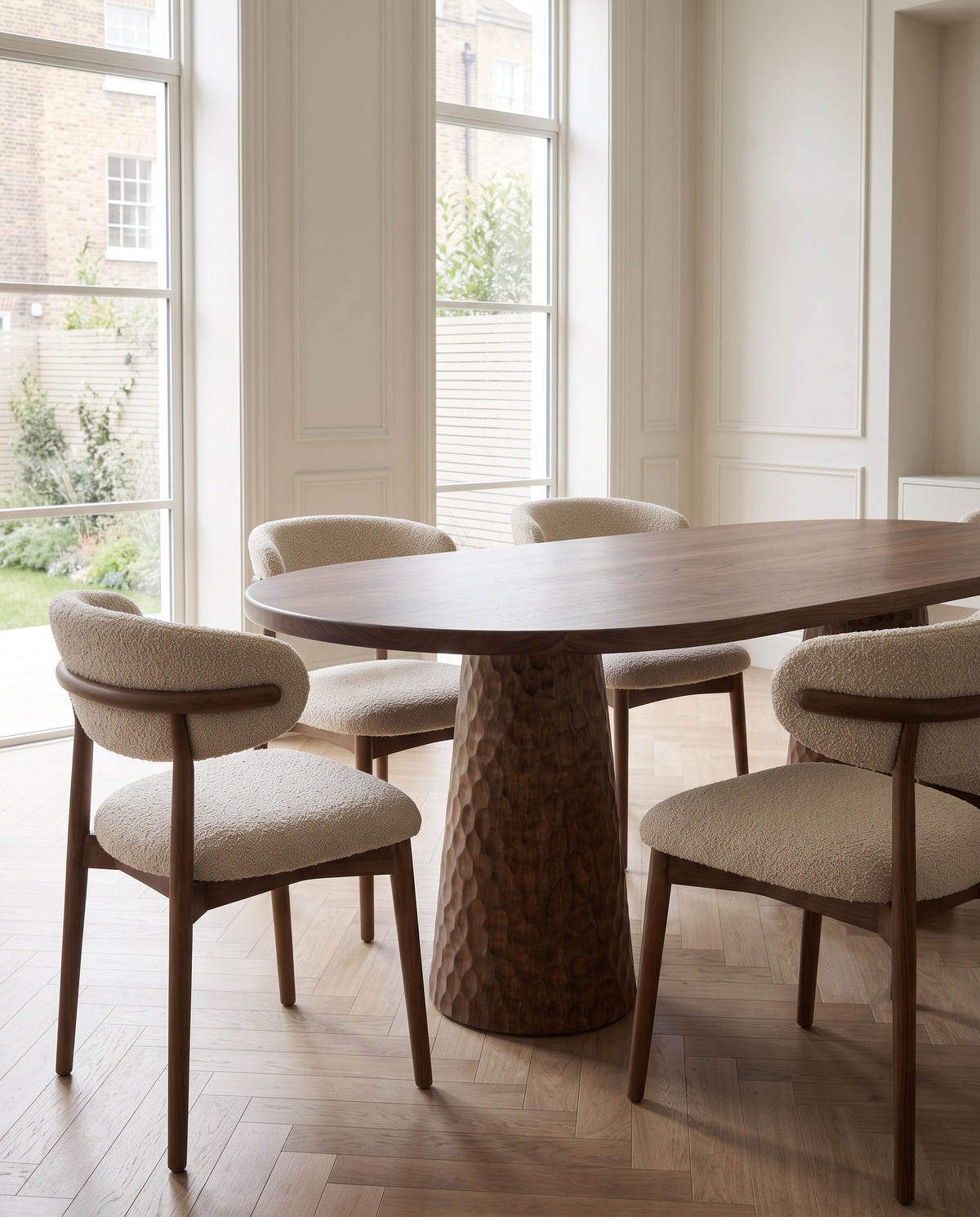 Ora Sculptural Oval Walnut Dining Table