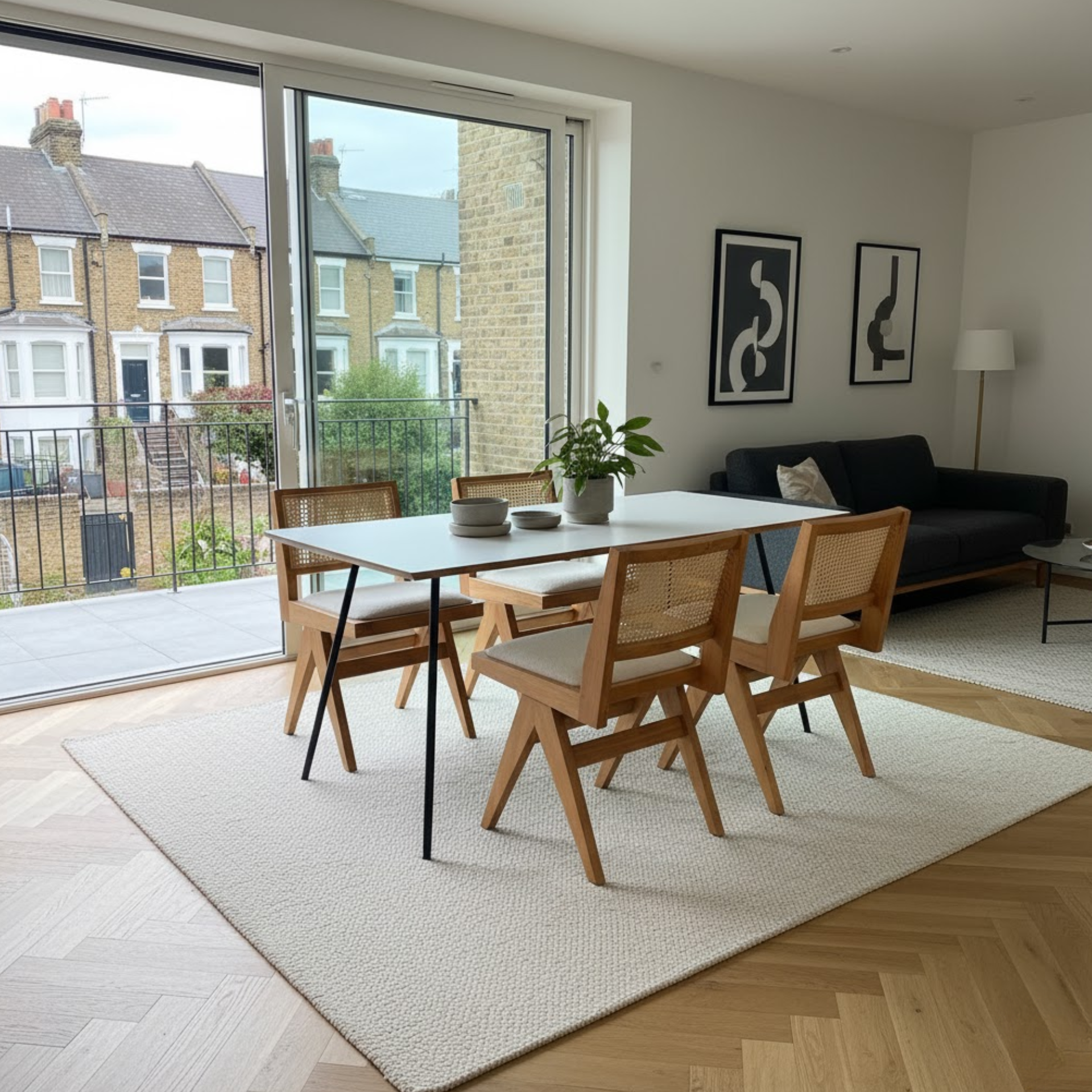 Set of 4  Pierre Wooden Rattan Dining Chair