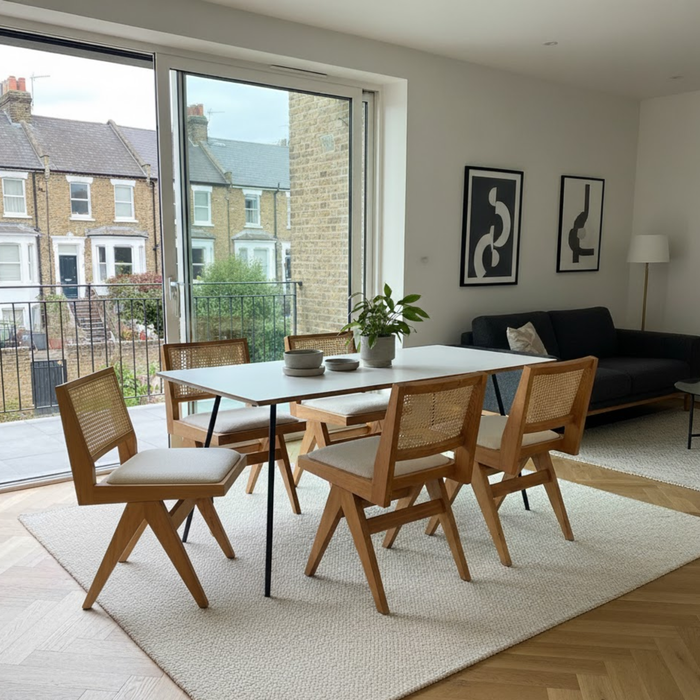 Set of 4 Pierre Wooden Rattan Dining Chair