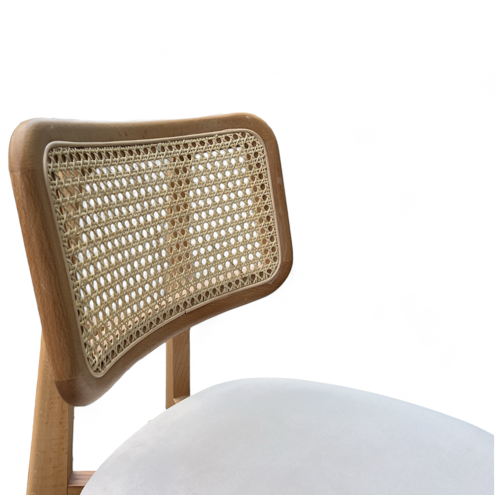 Natural Wood Rattan Dining Chair with Upholstered Seat – The Industrial ...