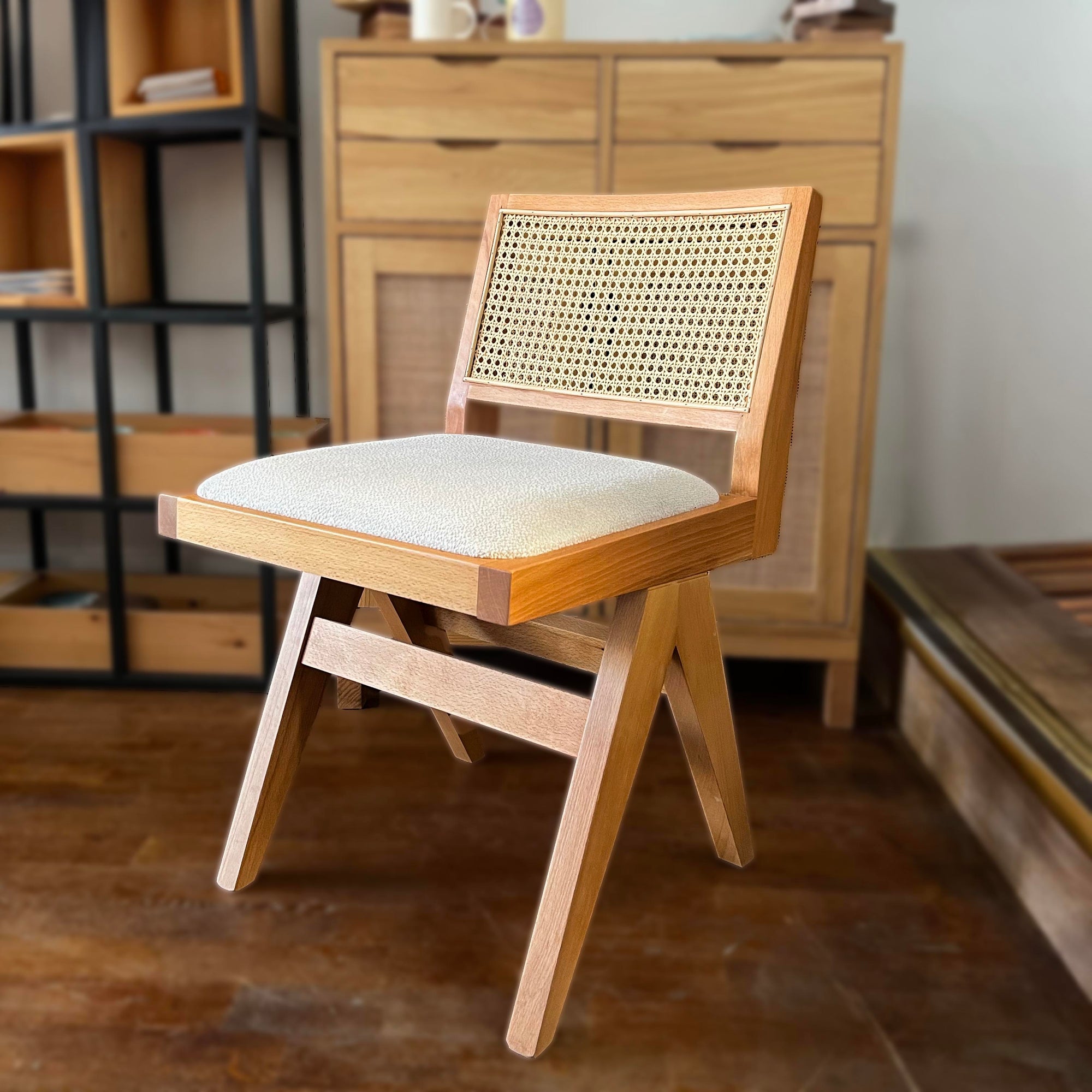 Set of 4 Pierre Wooden Rattan Dining Chair