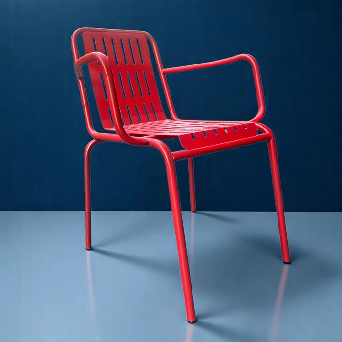 Red Metal Outdoor Garden Chair
