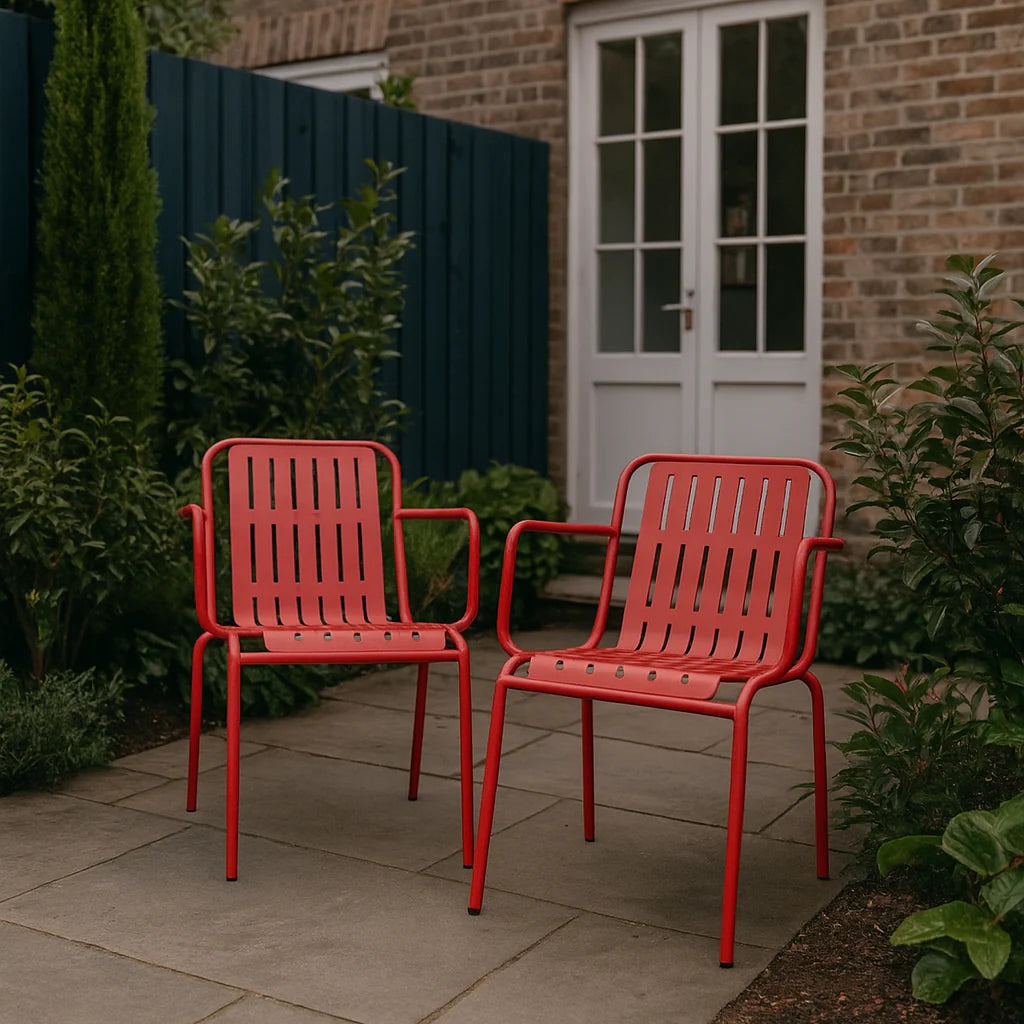 Red Metal Outdoor Garden Chair