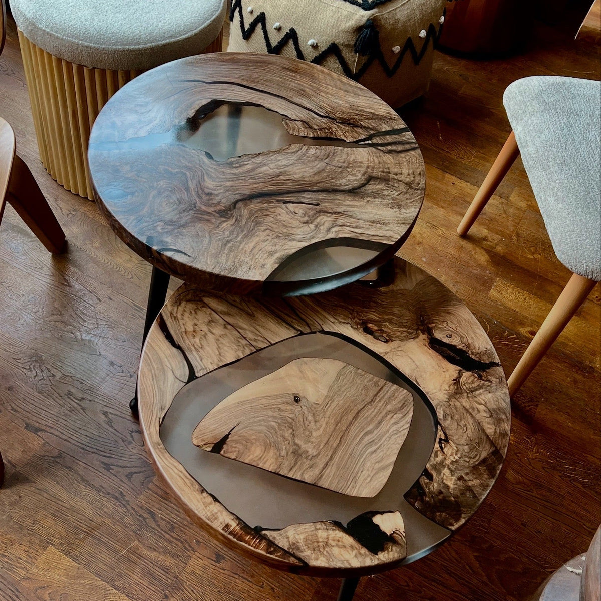 One of a Kind Live Edge Epoxy End Table