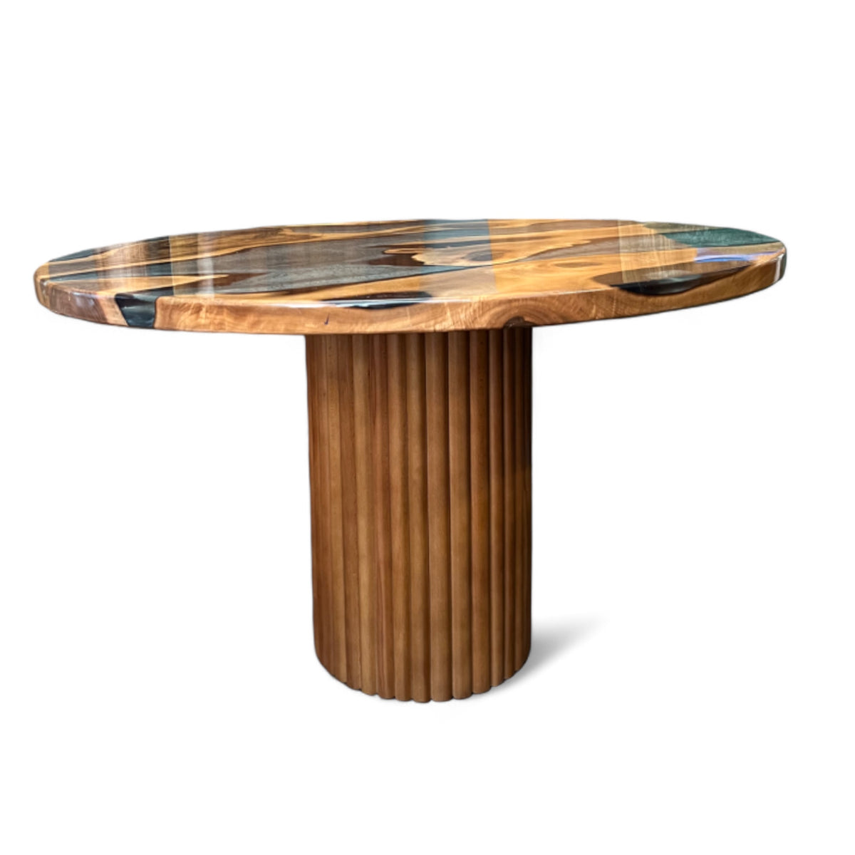 Round Grey Epoxy Resin River Table