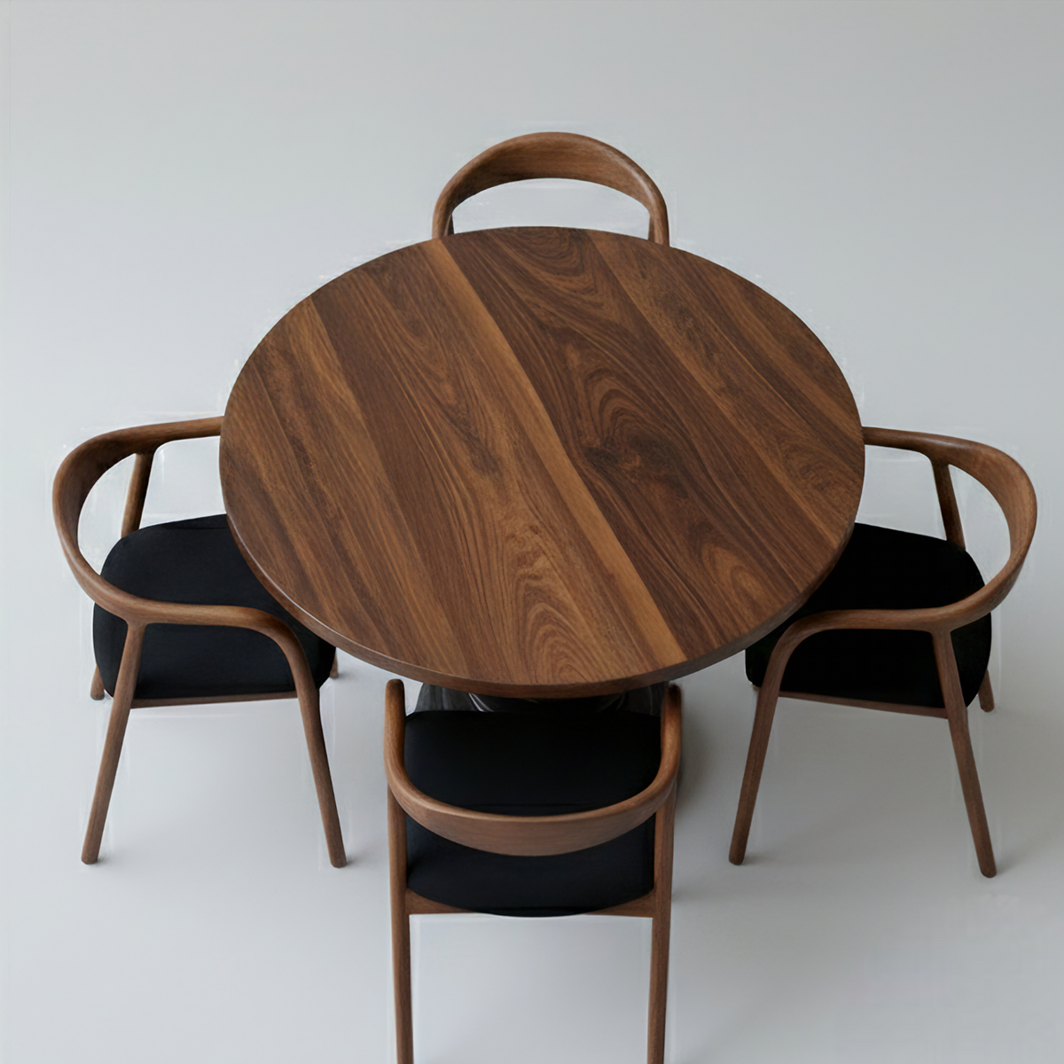 Round Solid Walnut Dining Table with Pedestal Base