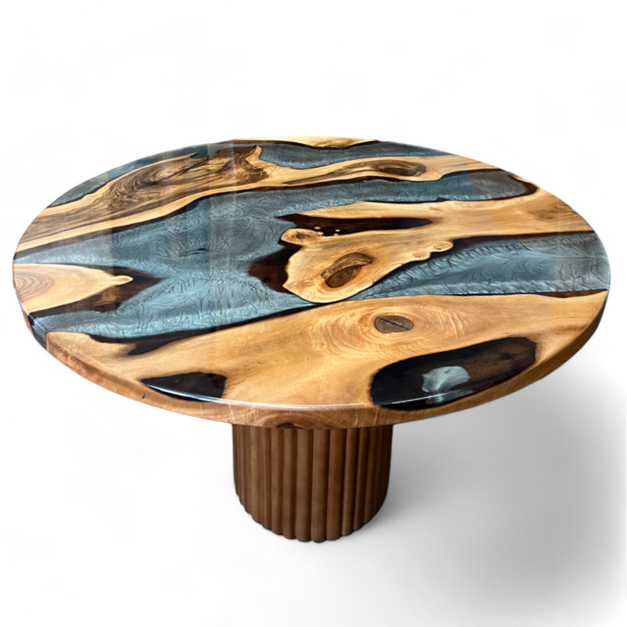 Round Grey Epoxy Resin River Table