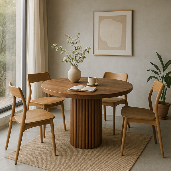 Round Walnut Dining Table / 4 Seater & 6 Seater Dining Table