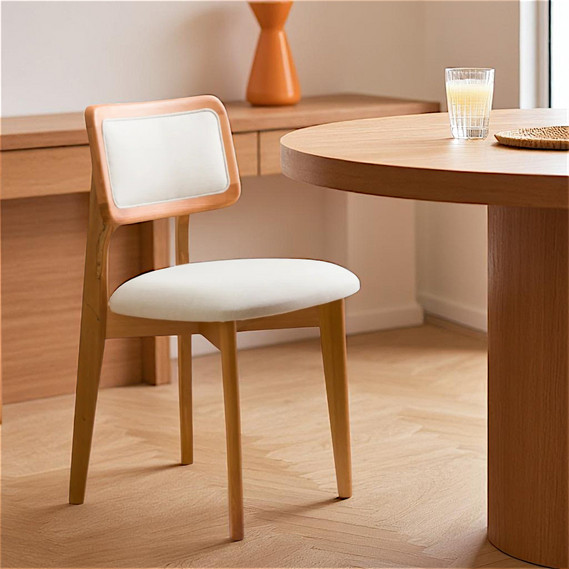Fully Cushioned Cream Chair - Natural Wooden Legs