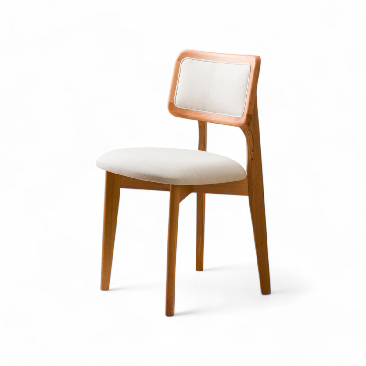 Fully Cushioned Cream Chair - Natural Wooden Legs