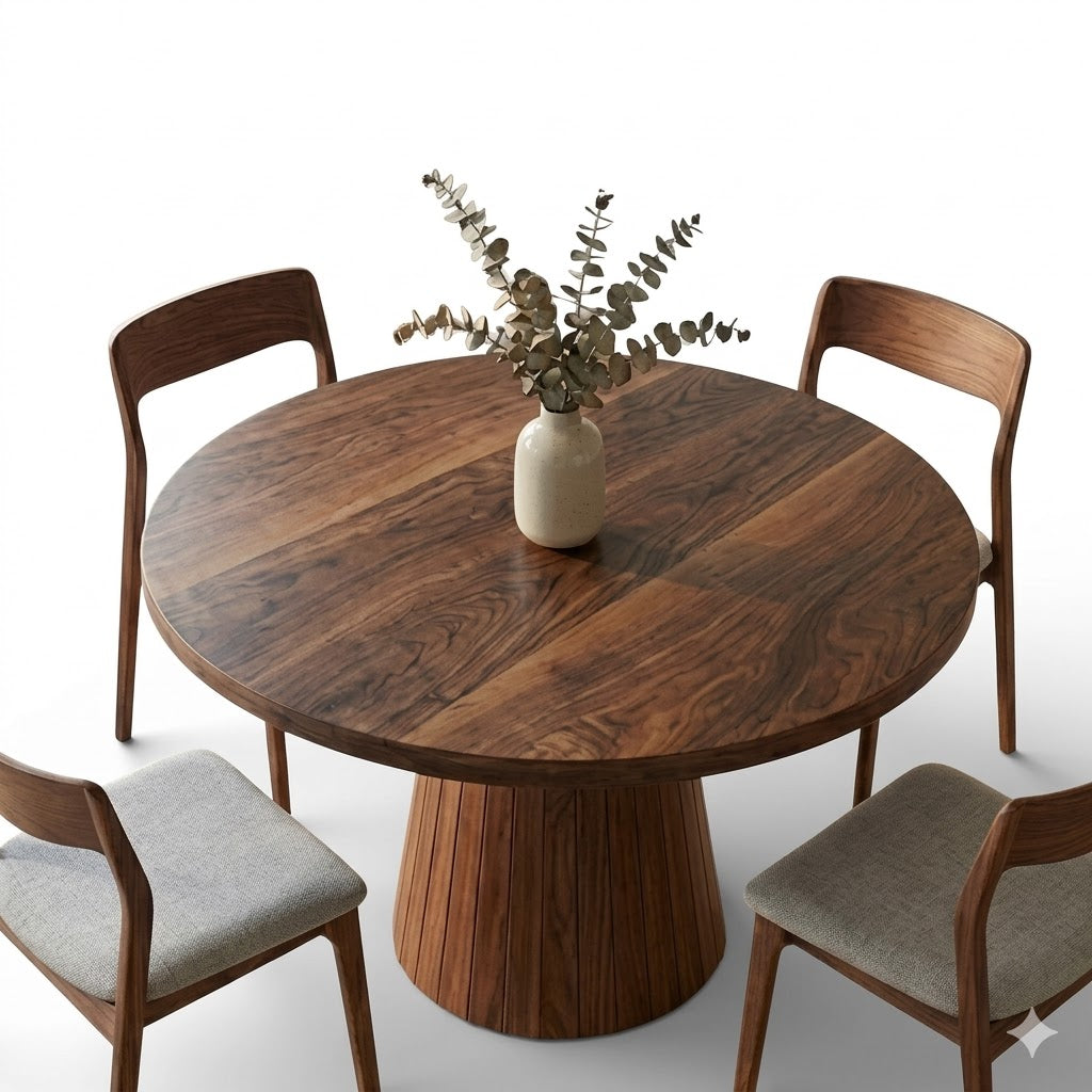 Japandi Round Walnut Table