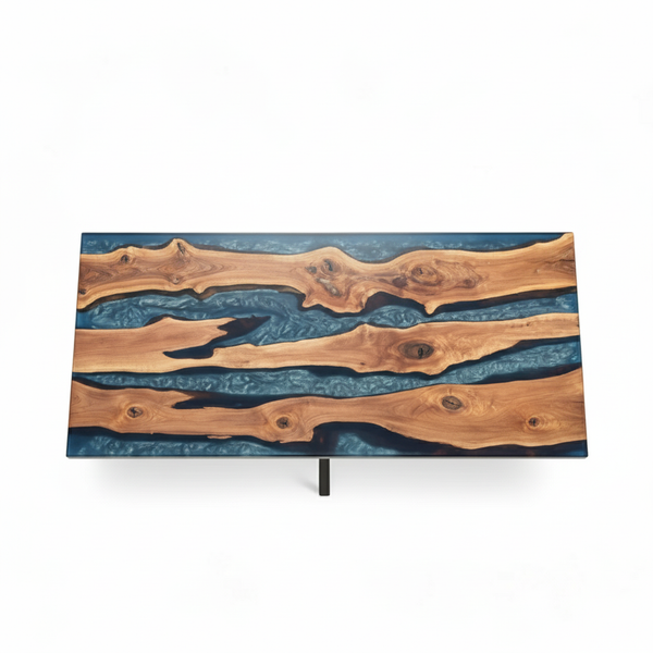 Handcrafted Resin River Epoxy Walnut Table