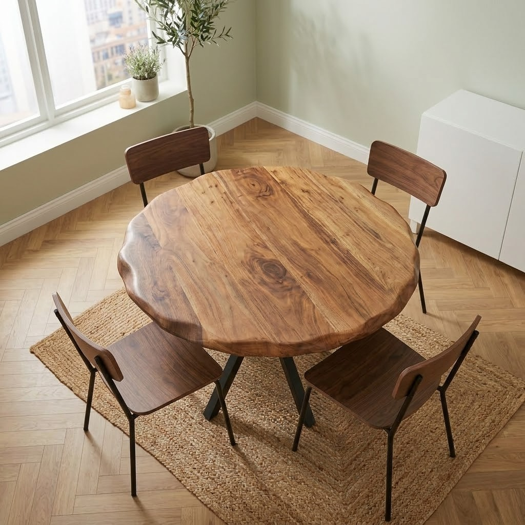 Live Edge Round Walnut Dining Table