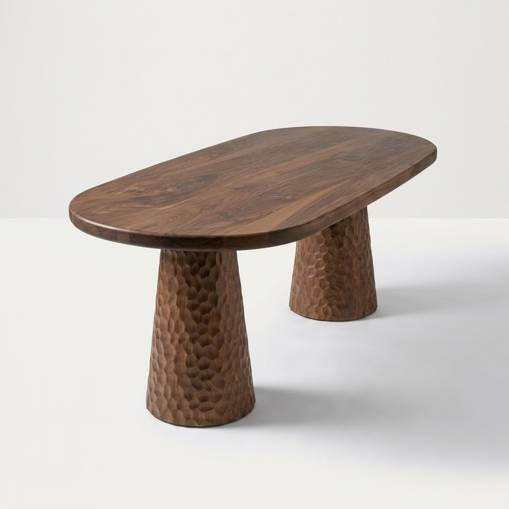 Ora Sculptural Oval Walnut Dining Table