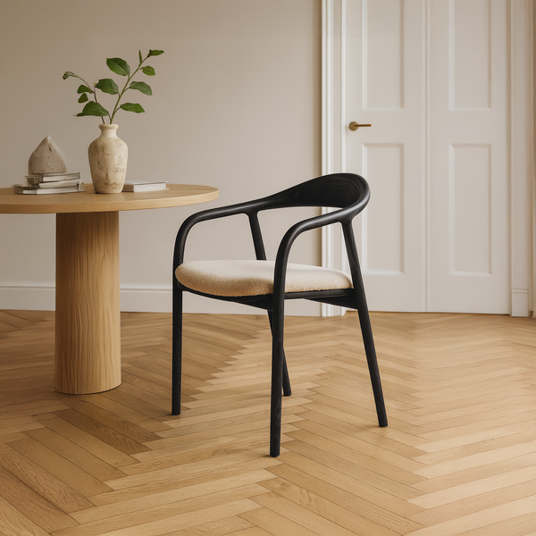 Mid Century Modern Wooden Black Dining Chair