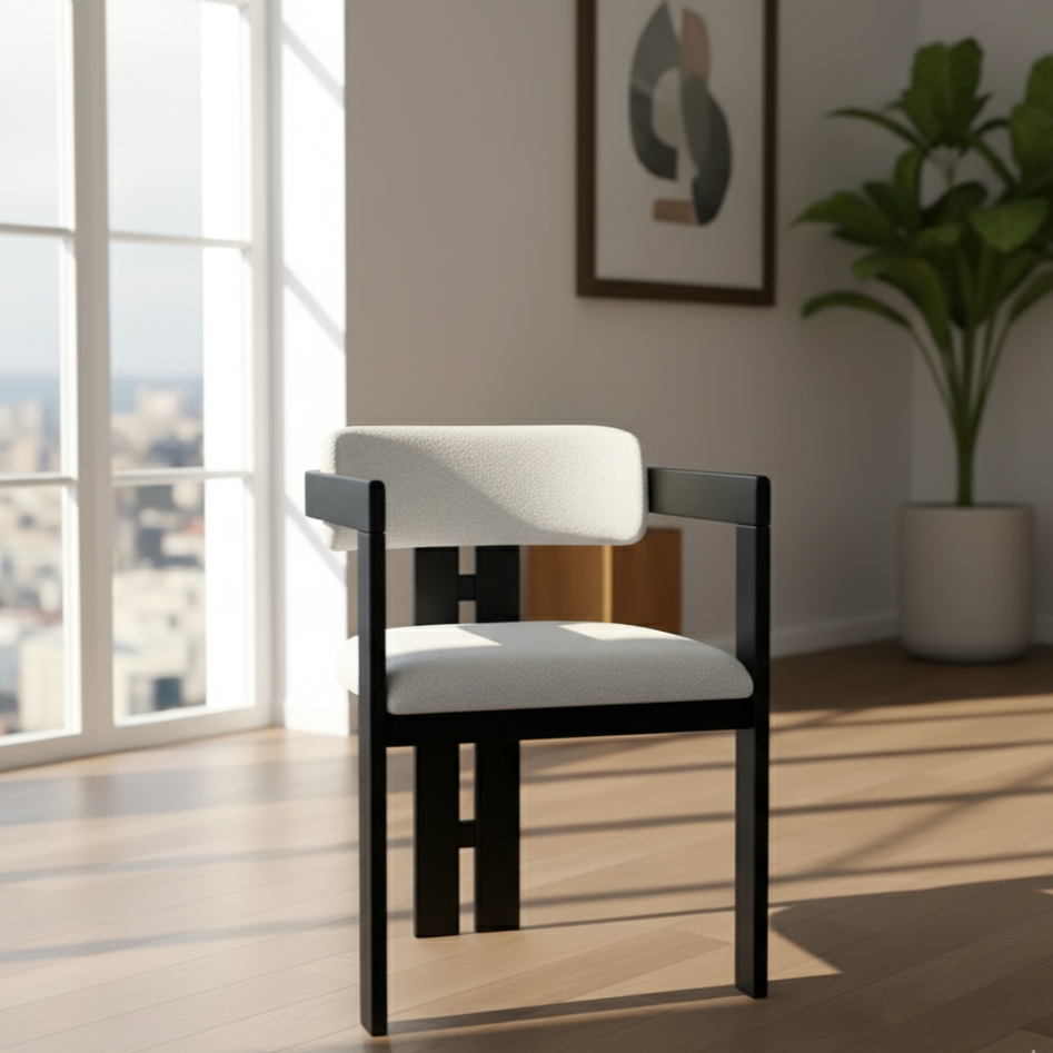 Comfortable Black Dining Chair with Curved Design