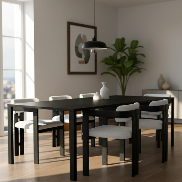 Comfortable Black Dining Chair with Curved Design