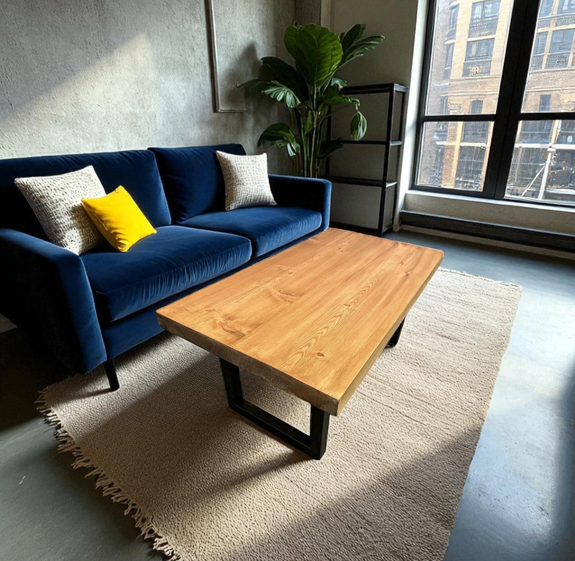 Rustic Industrial Coffee Table | Solid Wood Coffee & End Table | Thickness 5 cm | Unique Sofa Table