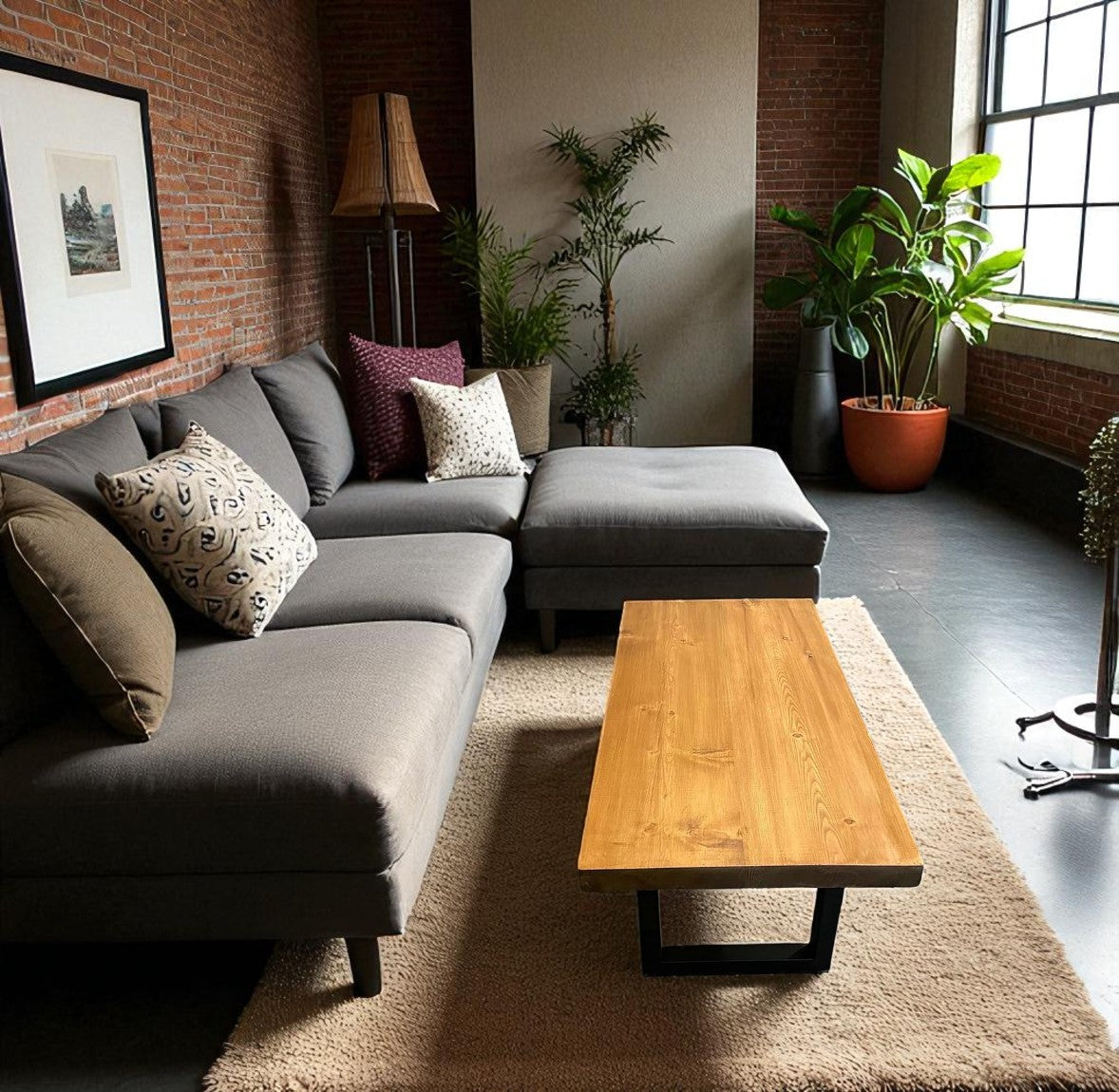 Rustic Industrial Coffee Table | Solid Wood Coffee & End Table | Thickness 5 cm | Unique Sofa Table