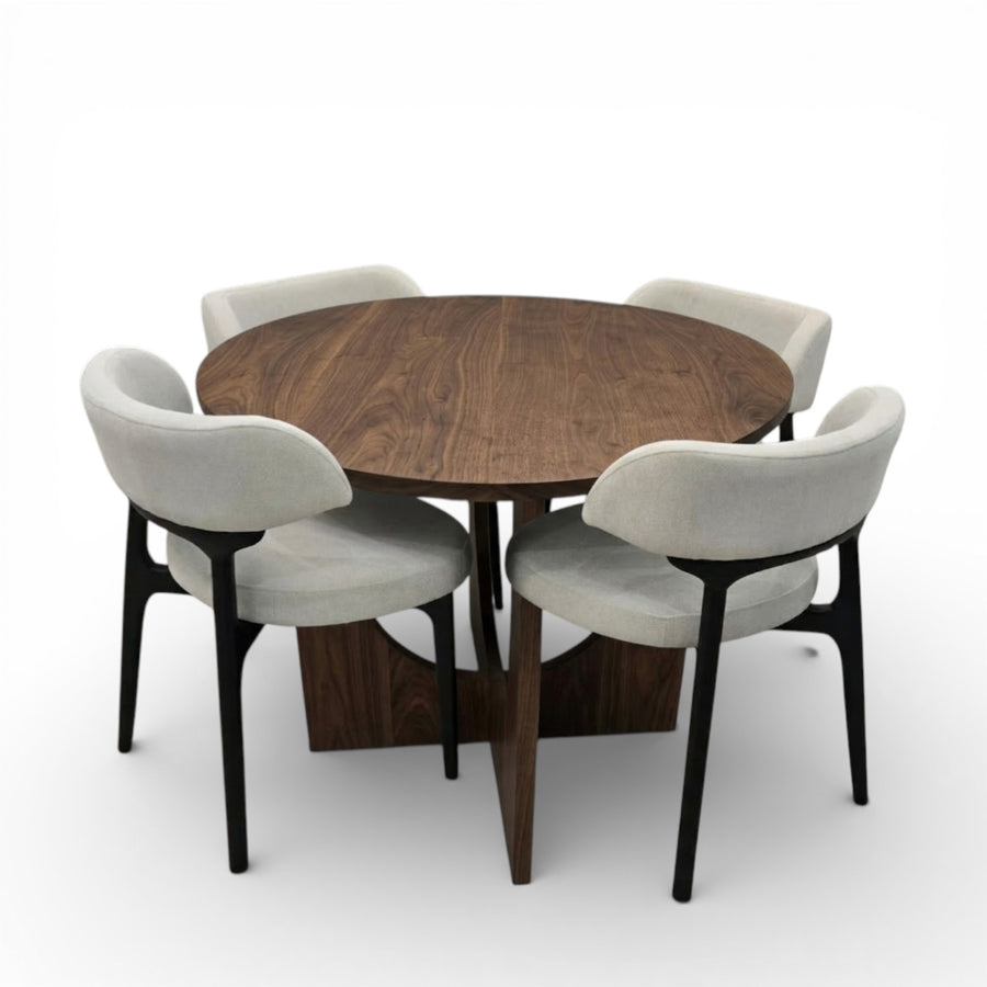 Arc Round Walnut Dining Table