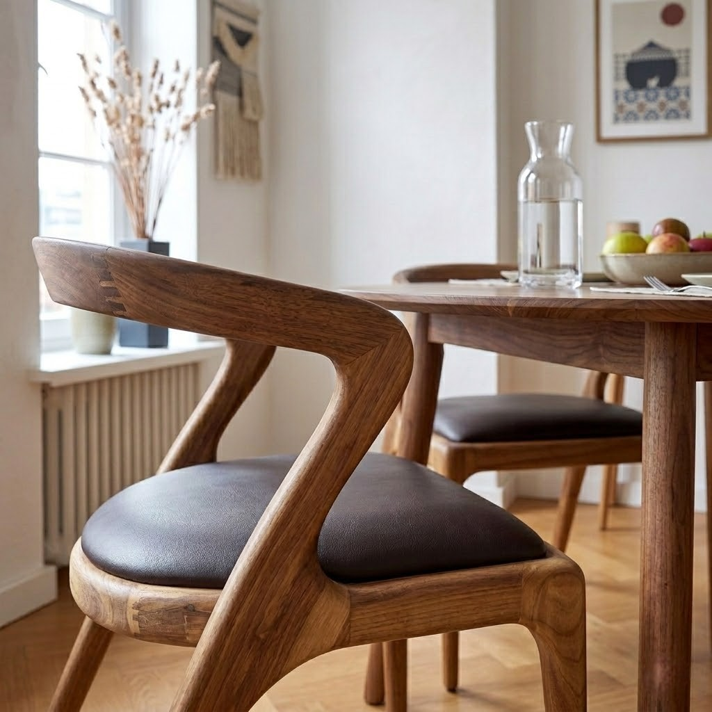 Solid Walnut Sculpted Dining Chair
