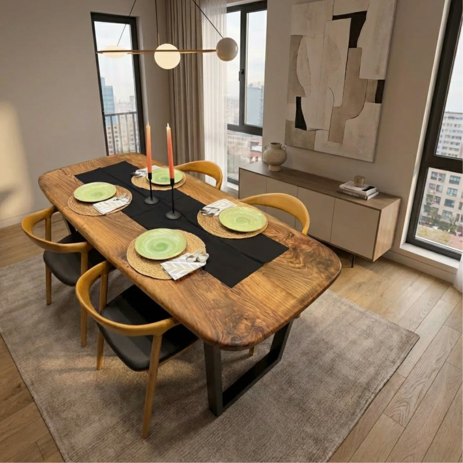 Smooth Edge Walnut Dining Table