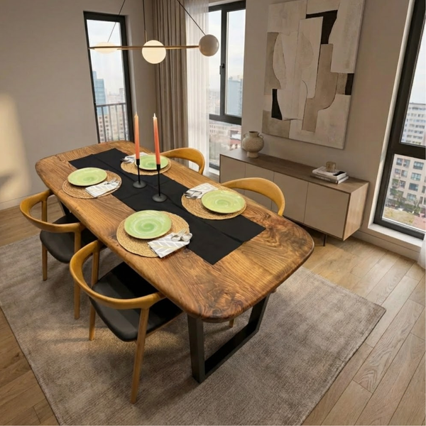 Smooth Edge Walnut Dining Table