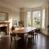 Oval Dark Walnut Dining Table with Walnut Wood Double Pedestal