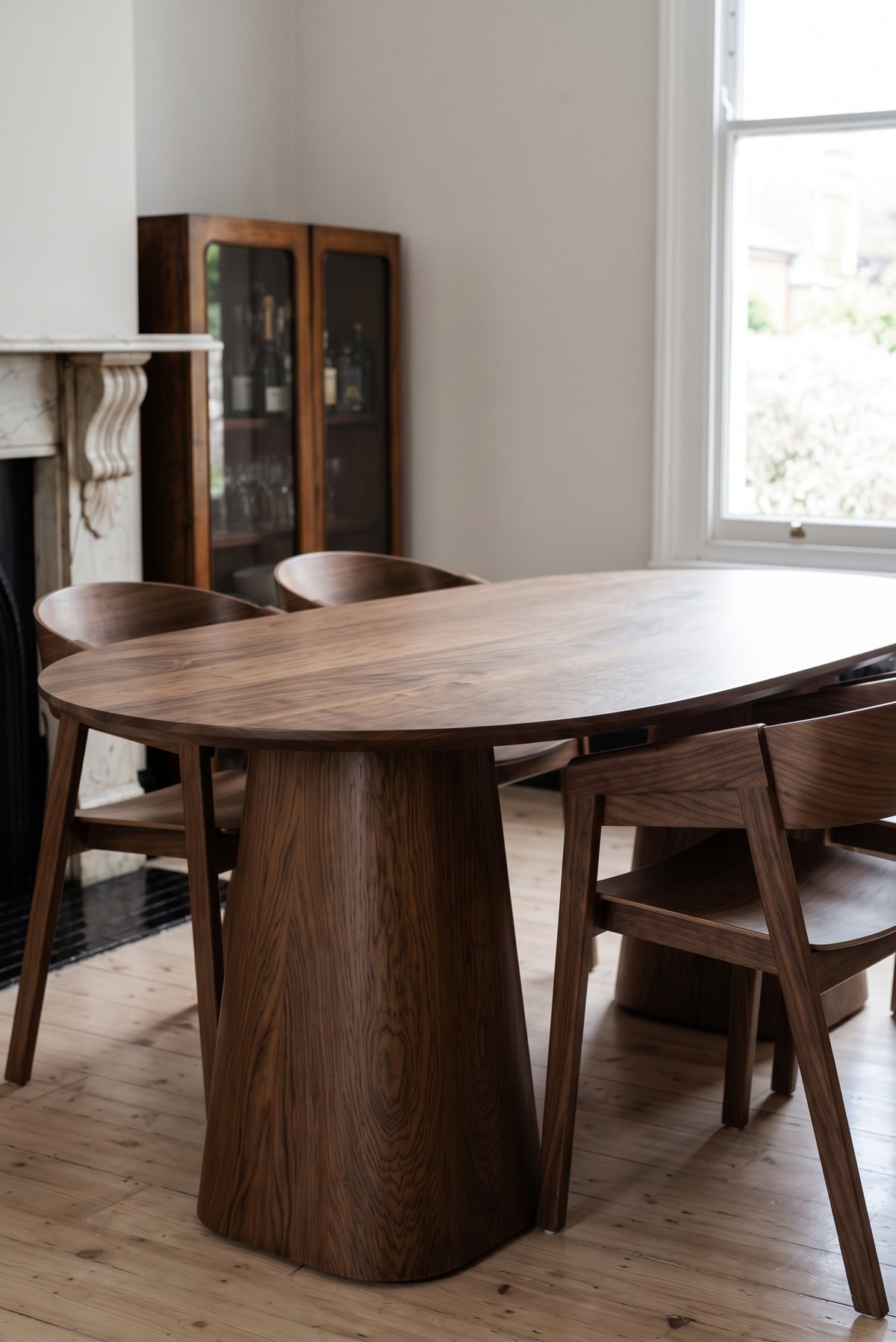 Cono Solid Walnut Oval Dining Table
