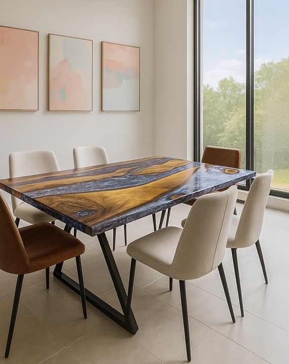 Purple Resin Epoxy Walnut Table