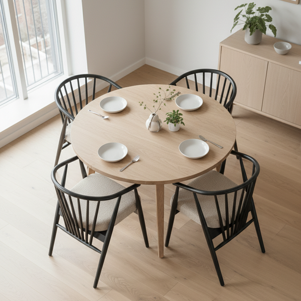 Stylish Black Wood Dining Chair with Curved Design