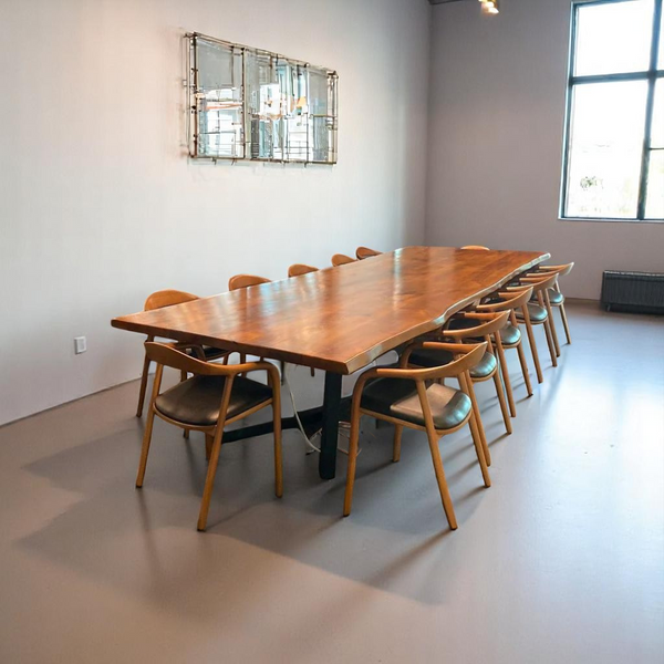 Live Edge Walnut Conference Room and Meeting Room Table with Metal Legs