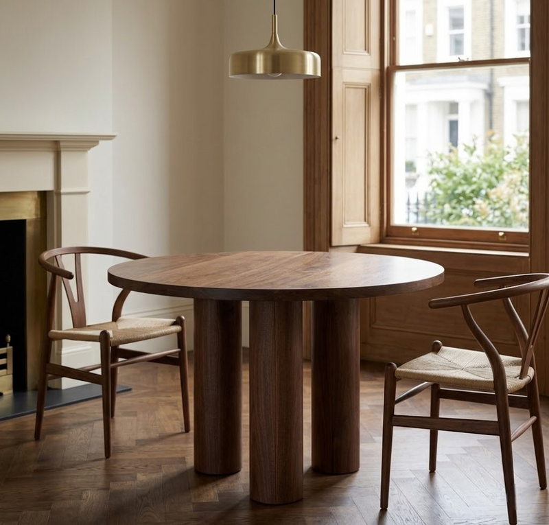 Trio Pillar Solid Walnut Table