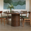 Helix Round Walnut Dining Table 145 CM and 4XRiviera Dining Chairs