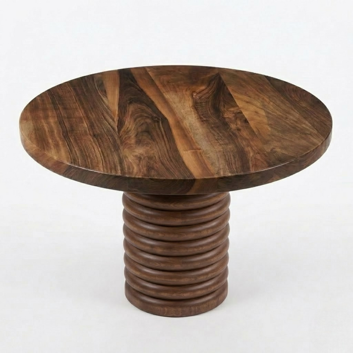 Helix Round Walnut Dining Table 145 CM and 4XRiviera Dining Chairs