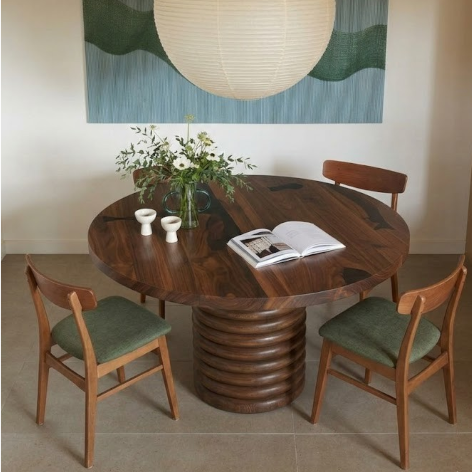 Helix Round Walnut Dining Table