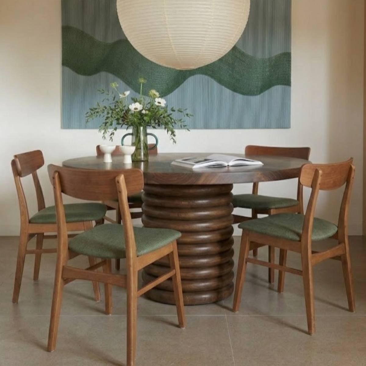 Helix Round Walnut Dining Table