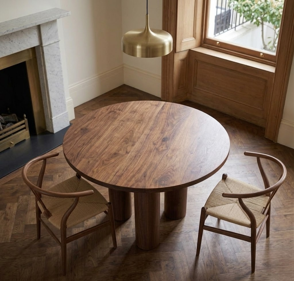 Trio Pillar Solid Walnut Table