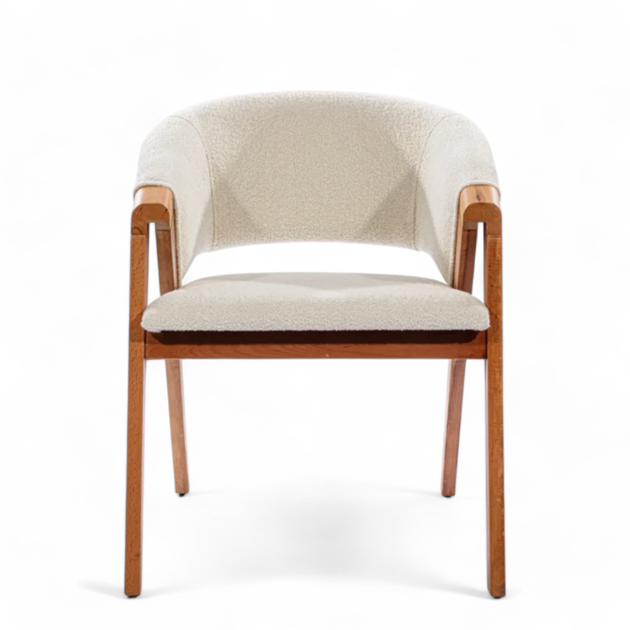 Minimalist Walnut Dining Chair with Curved Backrest and Scandinavian Aesthetic