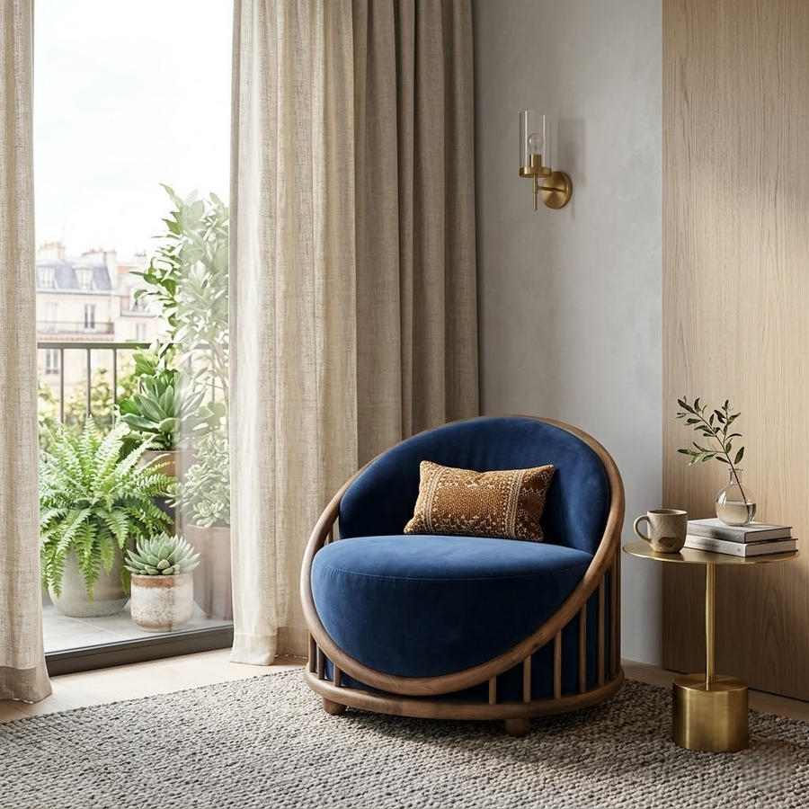 Solid Walnut Halo Lounge Chair