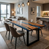 Dark Blue Resin River Epoxy Table