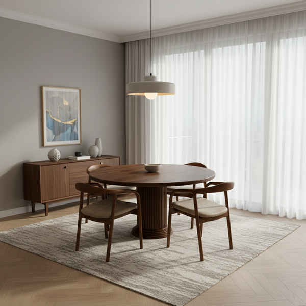 Midcentury Round Walnut Table