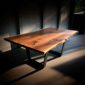 Live Edge Walnut Dining Table with Metal Legs 6 or 8 or 10 Seater