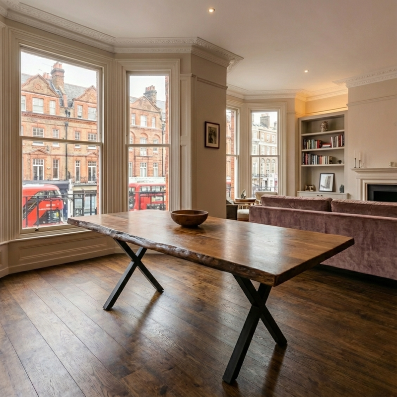 Live Edge Walnut Dining Table with Metal Legs | 6 or 8 or 10 Seater Industrial Design Walnut Table