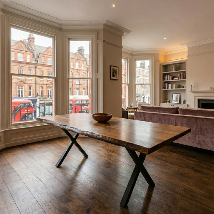 Live Edge Walnut Dining Table with Metal Legs | 6 or 8 or 10 Seater Industrial Design Walnut Table