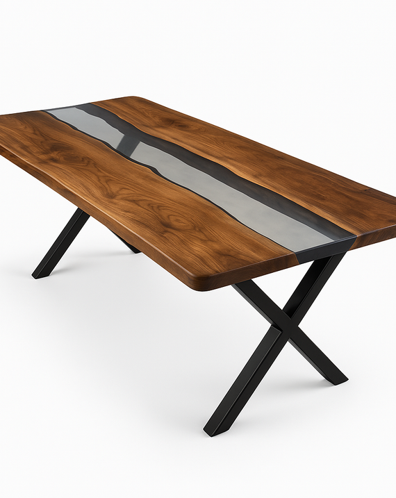 Transparent Epoxy Resin Table - Walnut Epoxy Dining Table